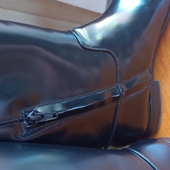 Madewell Black Patten Leather Knee-High Riding Boots Size 11 - Picture 5 of 15